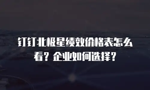 钉钉北极星绩效价格表怎么看？企业如何选择？