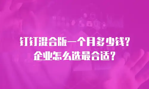 钉钉混合版一个月多少钱？企业怎么选最合适？