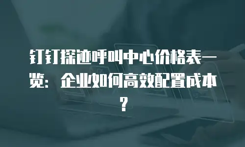 钉钉探迹呼叫中心价格表一览：企业如何高效配置成本？