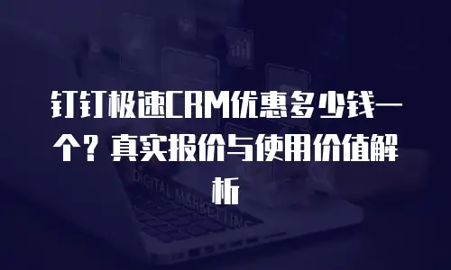 钉钉极速CRM优惠多少钱一个？真实报价与使用价值解析