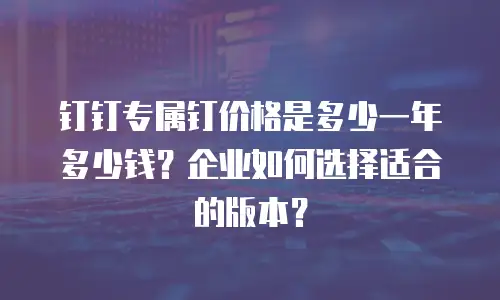 钉钉专属钉价格是多少一年多少钱？企业如何选择适合的版本？