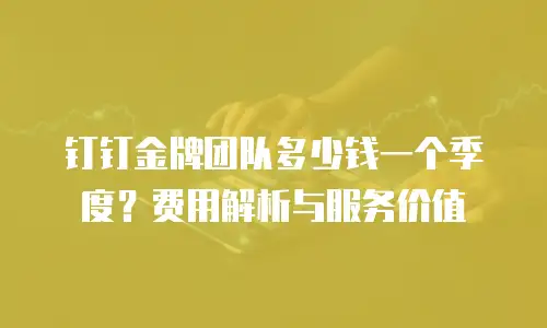 钉钉金牌团队多少钱一个季度？费用解析与服务价值