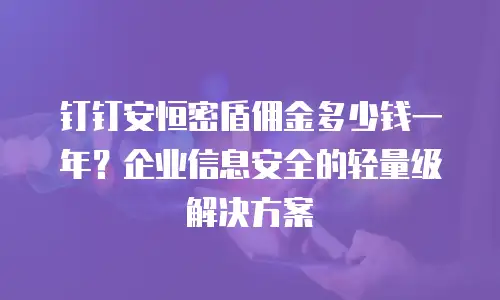 钉钉安恒密盾佣金多少钱一年？企业信息安全的轻量级解决方案