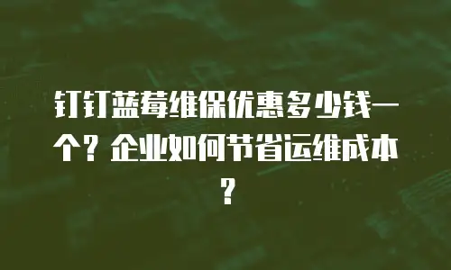 钉钉蓝莓维保优惠多少钱一个？企业如何节省运维成本？