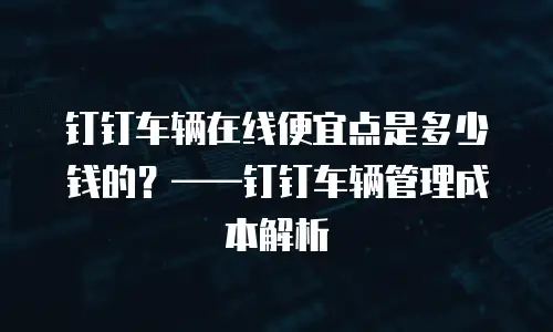 钉钉车辆在线便宜点是多少钱的？&mdash;&mdash;钉钉车辆管理成本解析