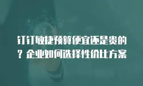 钉钉敏捷预算便宜还是贵的？企业如何选择性价比方案