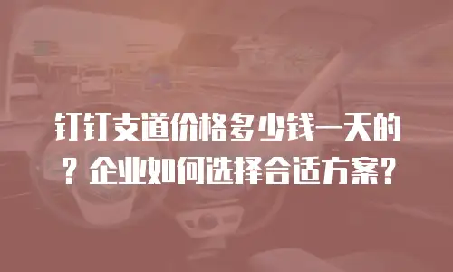 钉钉支道价格多少钱一天的？企业如何选择合适方案？