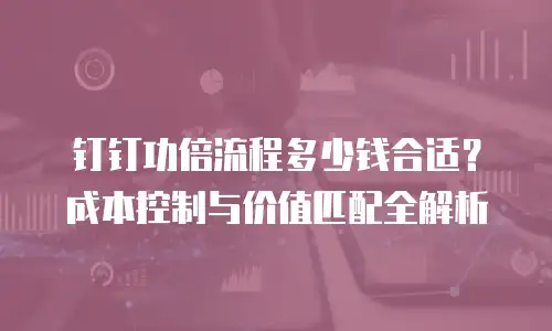钉钉功倍流程多少钱合适？成本控制与价值匹配全解析