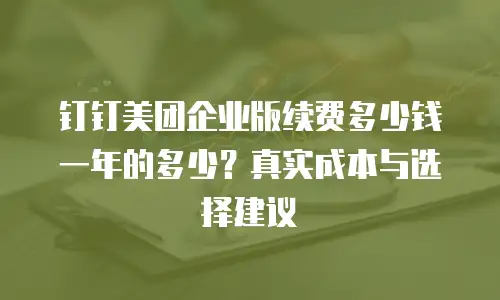 钉钉美团企业版续费多少钱一年的多少？真实成本与选择建议