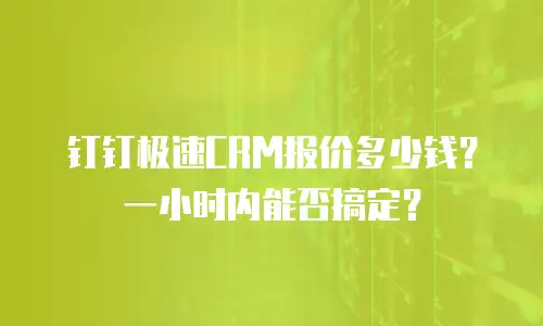 钉钉极速CRM报价多少钱？一小时内能否搞定？
