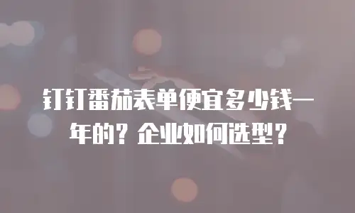 钉钉番茄表单便宜多少钱一年的？企业如何选型？