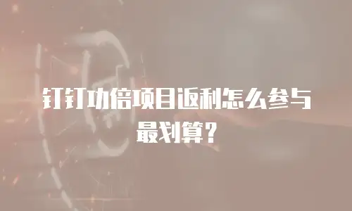 钉钉功倍项目返利怎么参与最划算？