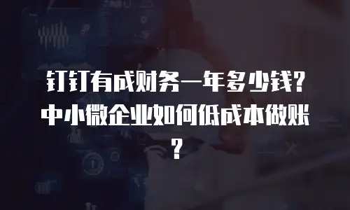 钉钉有成财务一年多少钱？中小微企业如何低成本做账？