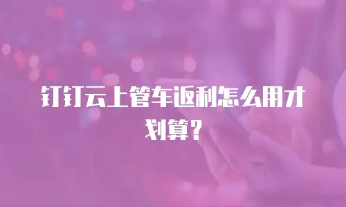 钉钉云上管车返利怎么用才划算？