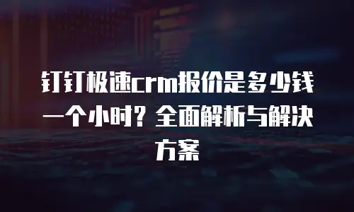 钉钉极速crm报价是多少钱一个小时？全面解析与解决方案