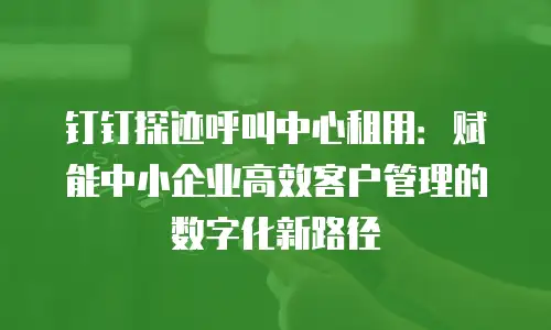 钉钉探迹呼叫中心租用：赋能中小企业高效客户管理的数字化新路径