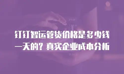 钉钉智运管货价格是多少钱一天的？真实企业成本分析