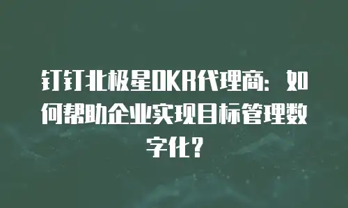 钉钉北极星OKR代理商：如何帮助企业实现目标管理数字化？