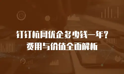 钉钉杭网优企多少钱一年？费用与价值全面解析