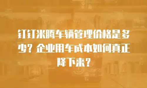 钉钉米腾车辆管理价格是多少？企业用车成本如何真正降下来？