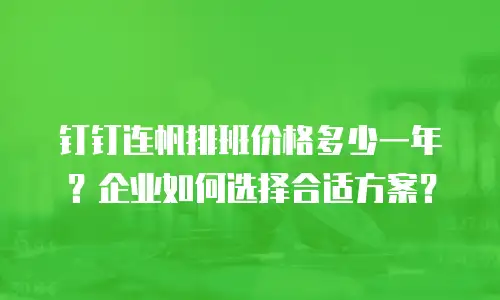 钉钉连帆排班价格多少一年？企业如何选择合适方案？