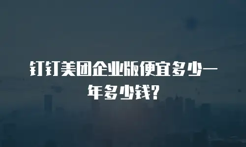钉钉美团企业版便宜多少一年多少钱？