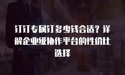 钉钉专属钉多少钱合适？详解企业级协作平台的性价比选择