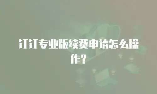钉钉专业版续费申请怎么操作？