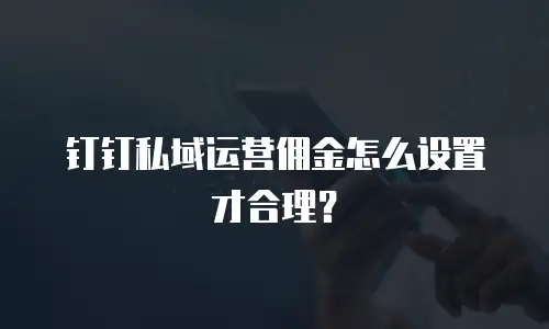 钉钉私域运营佣金怎么设置才合理？