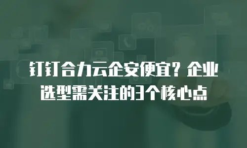 钉钉合力云企安便宜？企业选型需关注的3个核心点