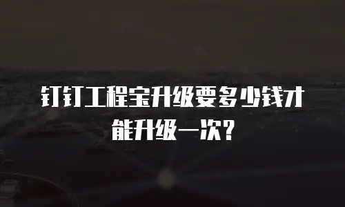 钉钉工程宝升级要多少钱才能升级一次？