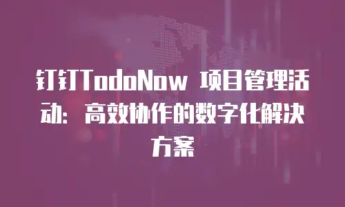 钉钉TodoNow 项目管理活动：高效协作的数字化解决方案