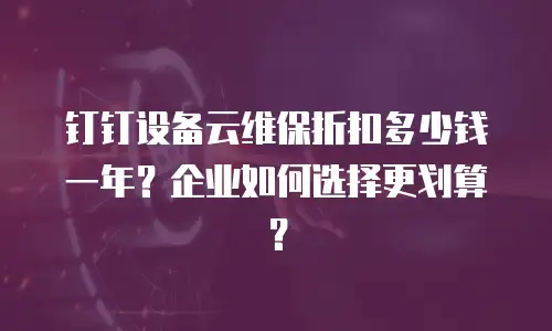 钉钉设备云维保折扣多少钱一年？企业如何选择更划算？