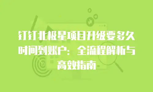 钉钉北极星项目升级要多久时间到账户：全流程解析与高效指南