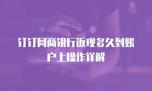 钉钉网商银行返现多久到账户上操作详解