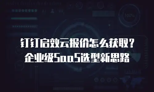 钉钉启效云报价怎么获取？企业级SaaS选型新思路