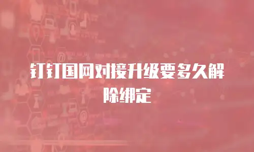 钉钉国网对接升级要多久解除绑定