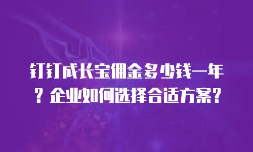 钉钉成长宝佣金多少钱一年？企业如何选择合适方案？