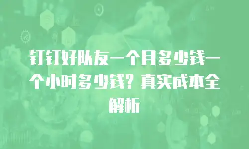 钉钉好队友一个月多少钱一个小时多少钱？真实成本全解析