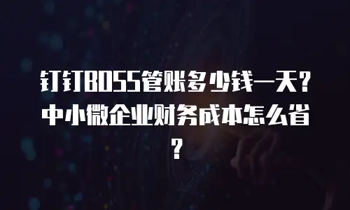 钉钉BOSS管账多少钱一天？中小微企业财务成本怎么省？