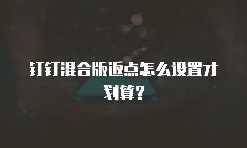 钉钉混合版返点怎么设置才划算？
