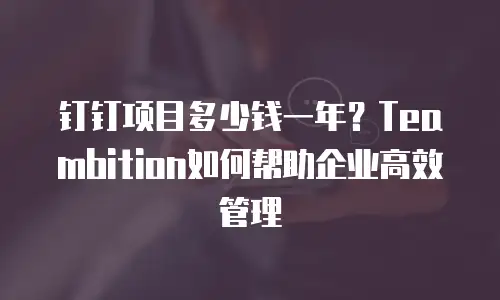钉钉项目多少钱一年？Teambition如何帮助企业高效管理