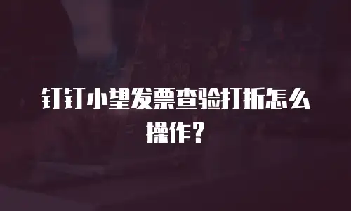 钉钉小望发票查验打折怎么操作？
