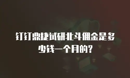 钉钉鼎捷试研北斗佣金是多少钱一个月的？