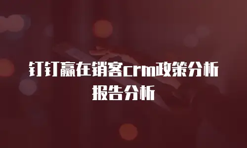钉钉赢在销客crm政策分析报告分析