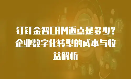 钉钉金智CRM返点是多少？企业数字化转型的成本与收益解析
