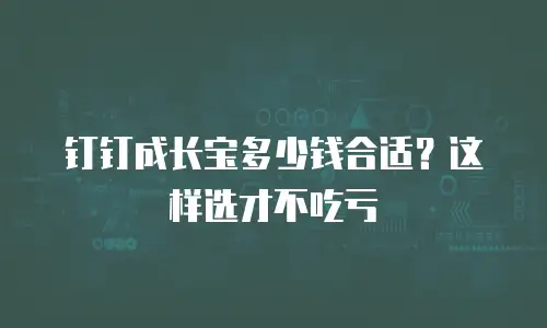 钉钉成长宝多少钱合适？这样选才不吃亏