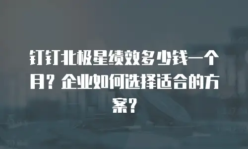 钉钉北极星绩效多少钱一个月？企业如何选择适合的方案？