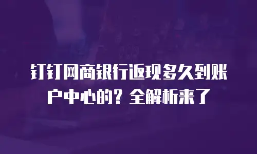 钉钉网商银行返现多久到账户中心的？全解析来了