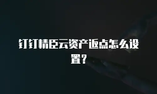 钉钉精臣云资产返点怎么设置？
